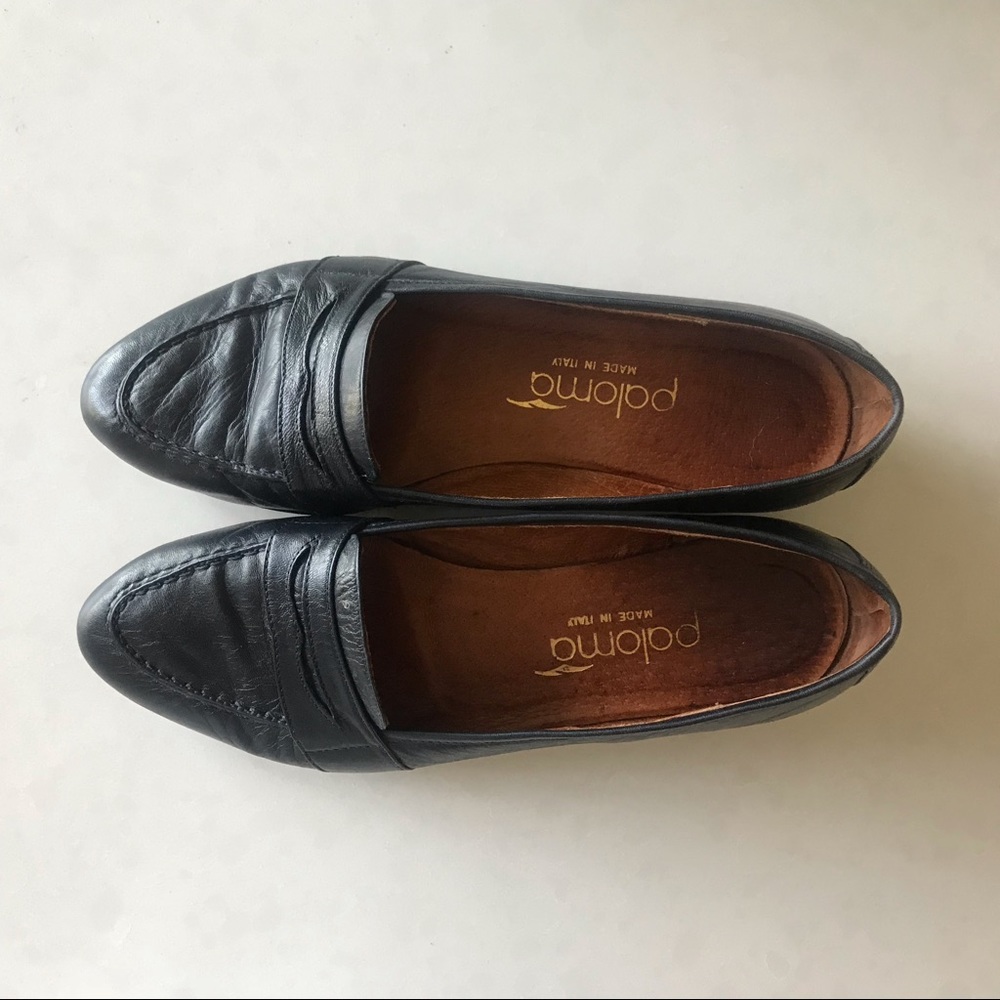 Vintage Black Leather Penny Loafers Flats